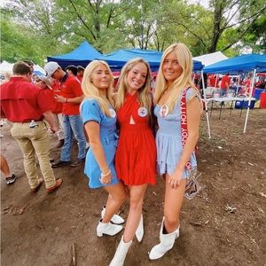 Red halter neck mini dress. Perfect for gamedays! Like new!